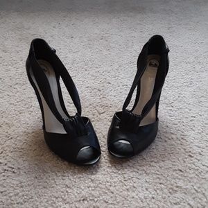Delman Spanish Black Lamb Leather Heels Sz 9